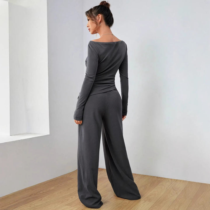 Minerva ruched top and palazzo trouser set – image 3