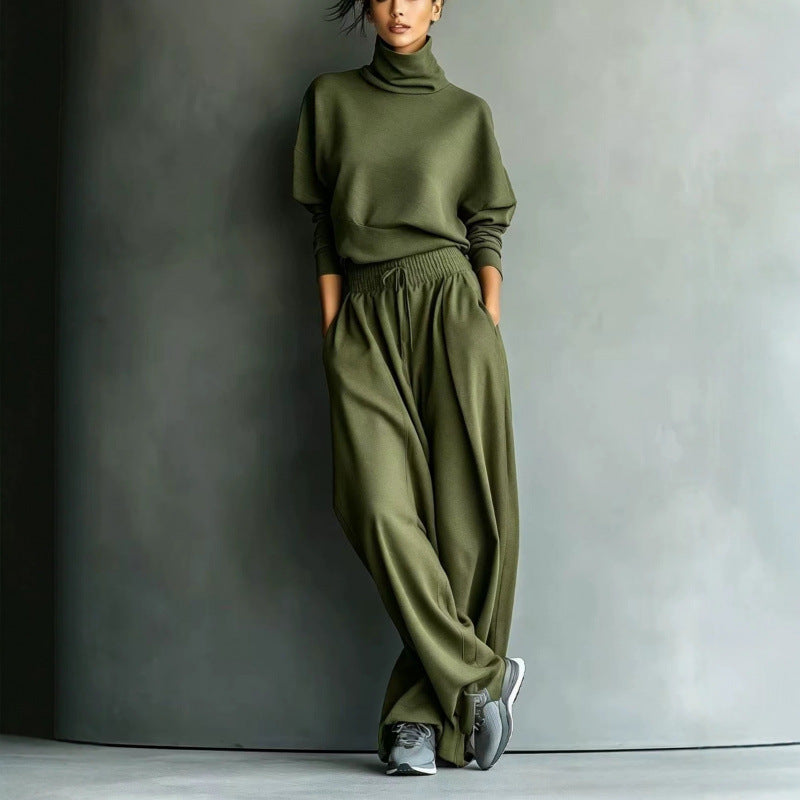 Aude roll neck knit lounge set with palazzo trousers – image 2