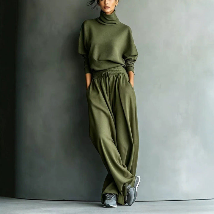 Aude roll neck knit lounge set with palazzo trousers – image 2