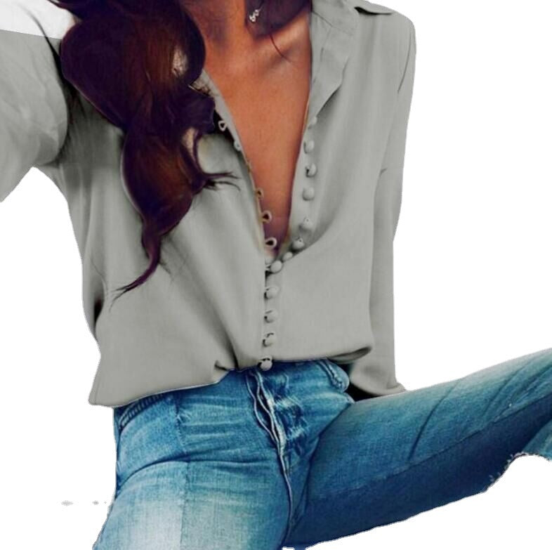 Esmeralda silky V neck blouse with concealed buttons – image 5