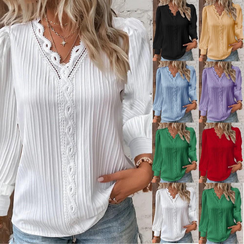 Nova pleated lace trim blouse with puff sleeves