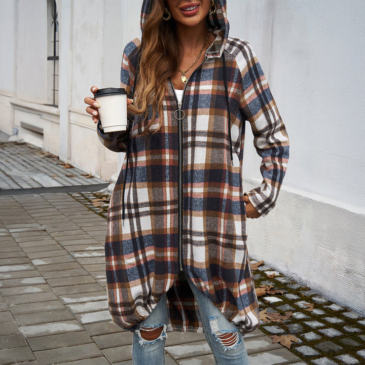Ines long hooded coat in khaki