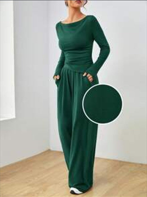 Minerva ruched top and palazzo trouser set – image 8