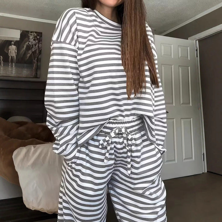 Nadege striped lounge set with wide leg trousers – image 3