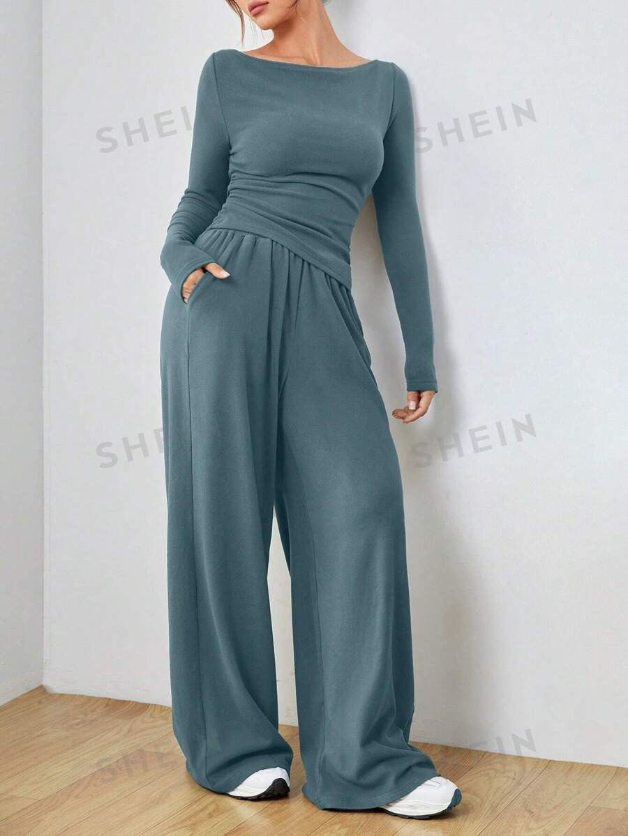 Minerva ruched top and palazzo trouser set – image 14
