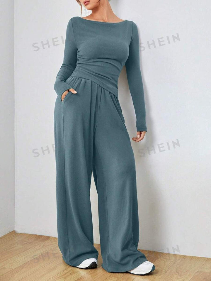 Minerva ruched top and palazzo trouser set – image 14