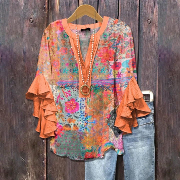 Agatha ruffle blouse with long sleeves