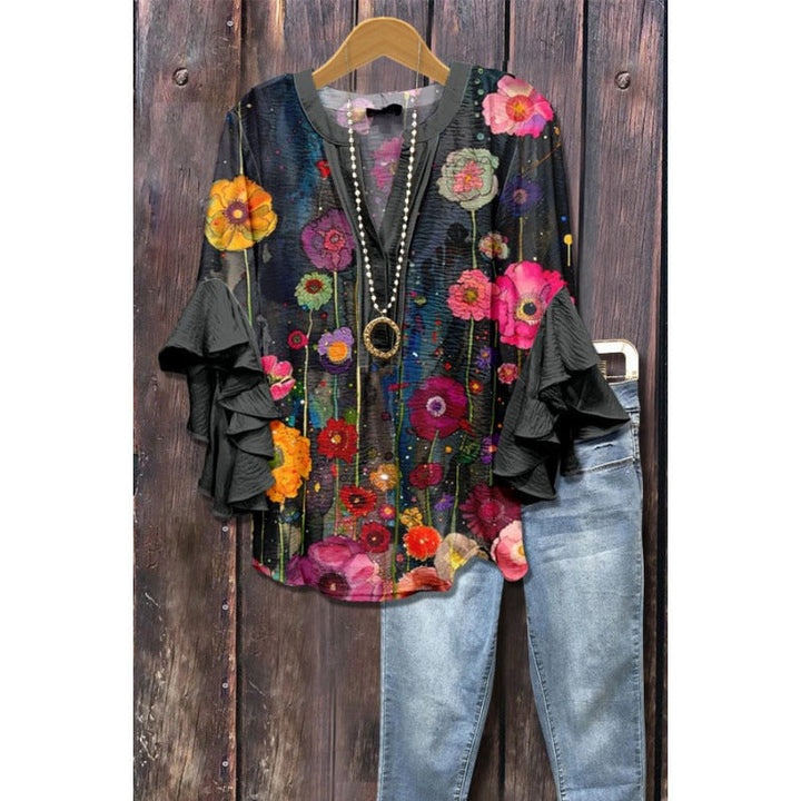 Agatha ruffle blouse with long sleeves
