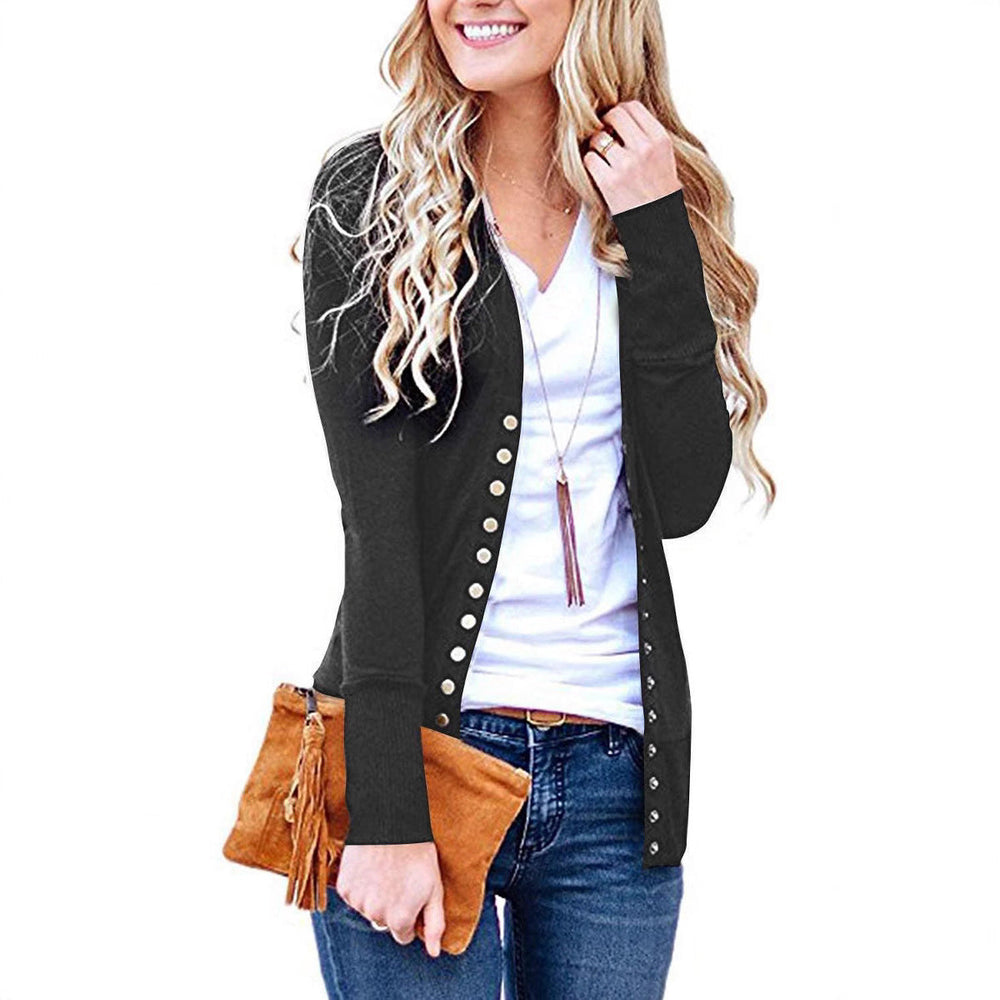 Stine fine knit cardigan with metal buttons – image 2