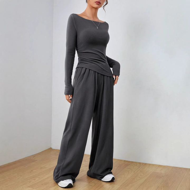 Minerva ruched top and palazzo trouser set – image 2