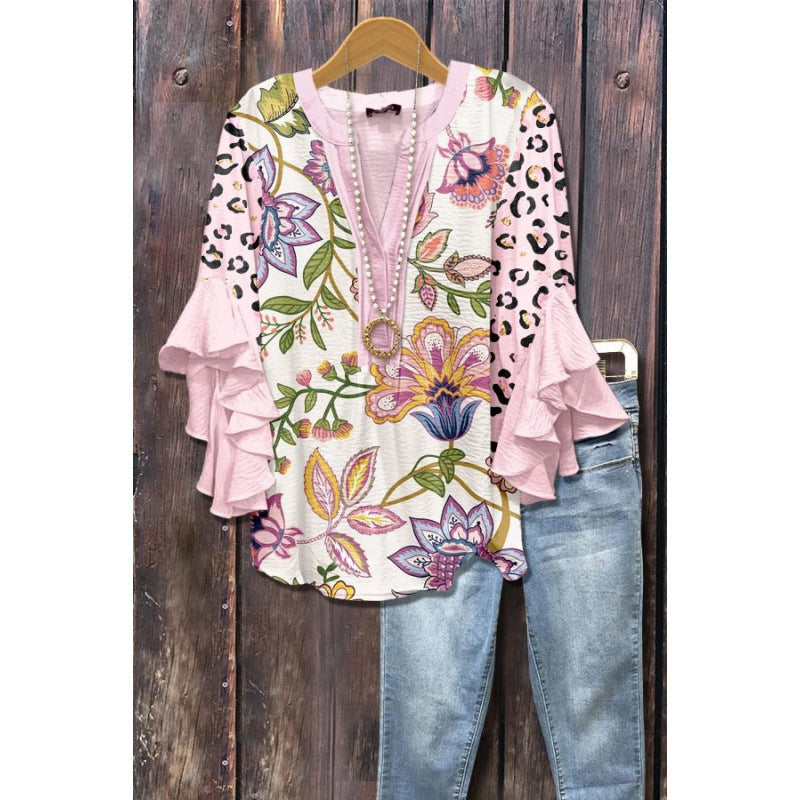 Agatha ruffle blouse with long sleeves