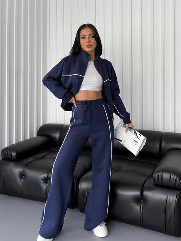 Hyacinth oversized zip up tracksuit set with contrast piping – image 6