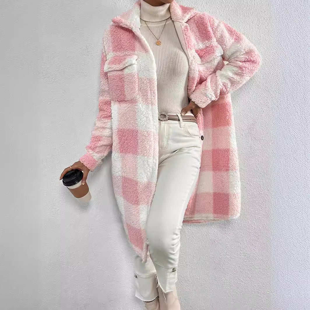 Klara long coat in black and white check