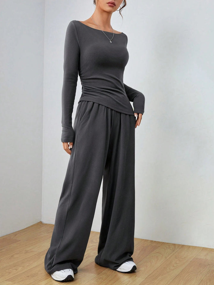 Minerva ruched top and palazzo trouser set – image 11