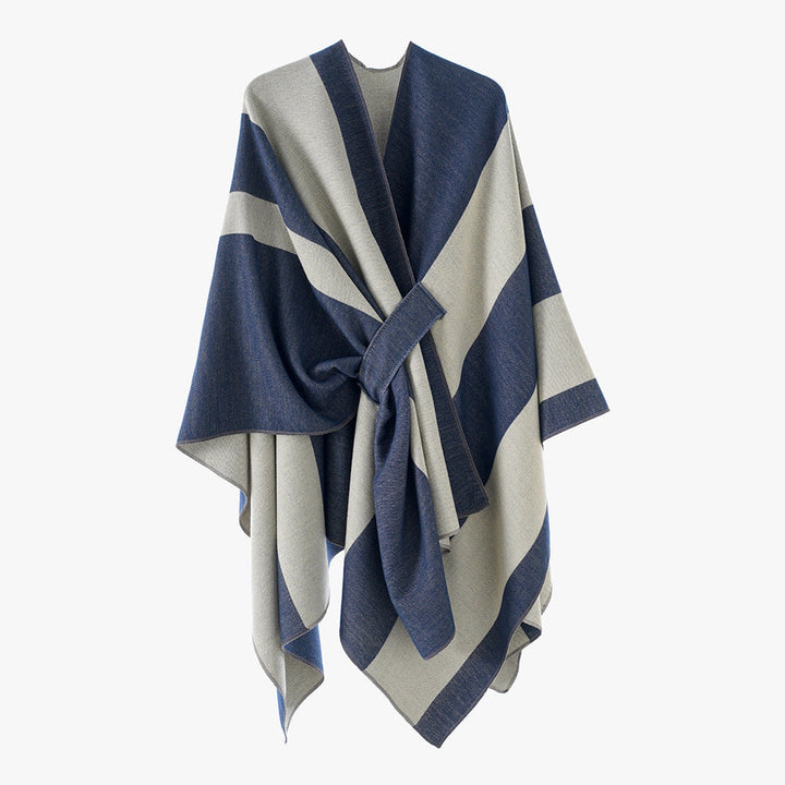 Rosella belted knit poncho with contrast trim – image 16