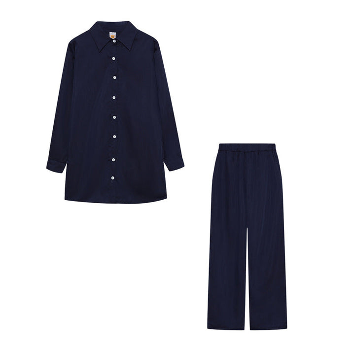 Davina satin pyjama set with wide leg trousers – image 9