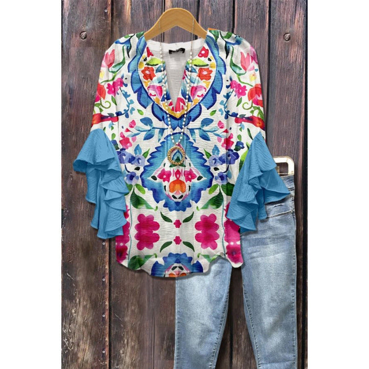Agatha ruffle blouse with long sleeves