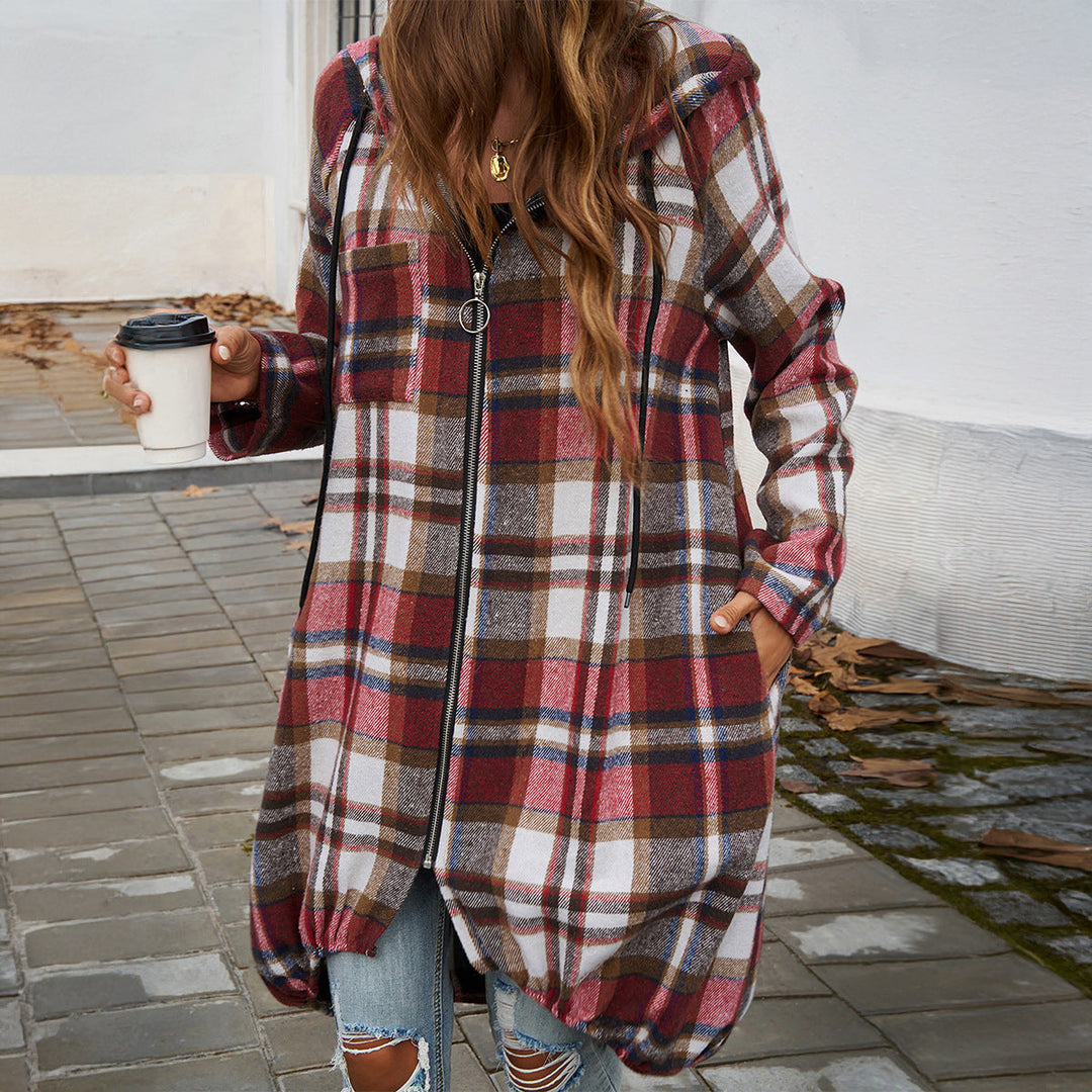 Ines long hooded coat in green