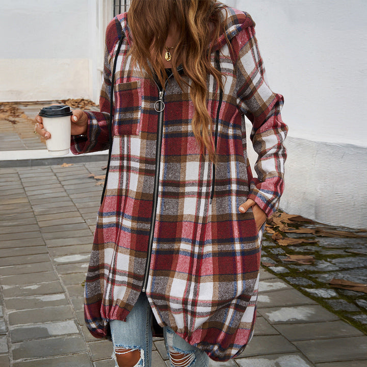 Ines long hooded coat in green