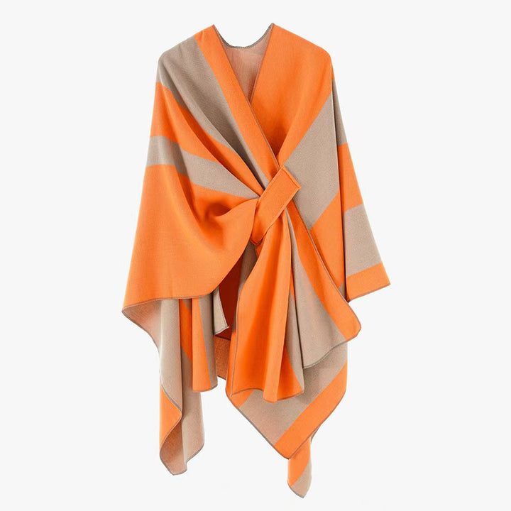 Rosella belted knit poncho with contrast trim – image 11