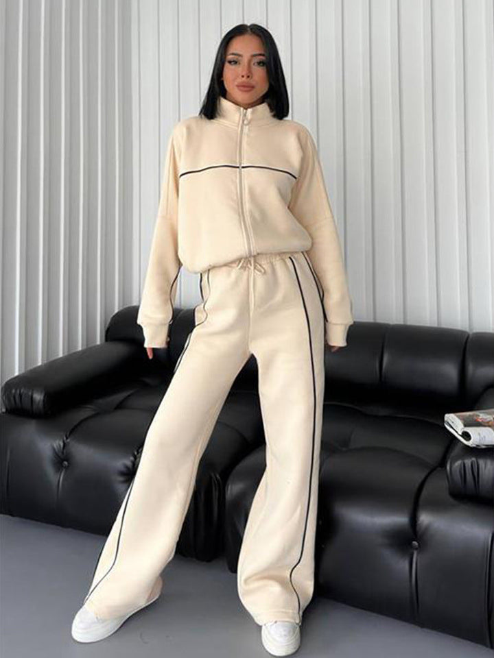 Hyacinth oversized zip up tracksuit set with contrast piping – image 7