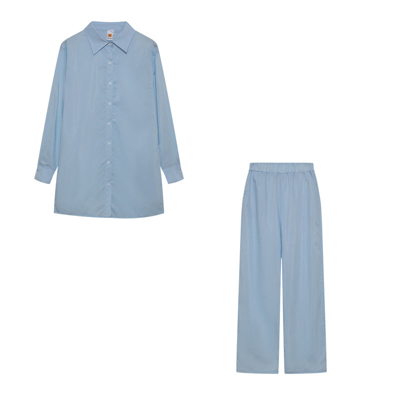 Davina satin pyjama set with wide leg trousers – image 7