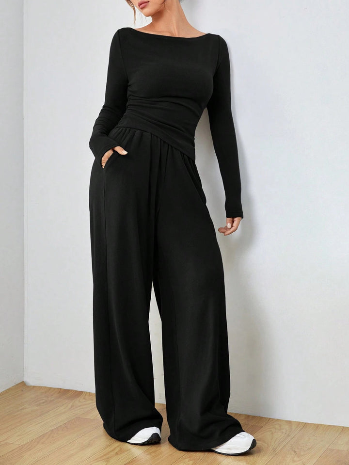 Minerva ruched top and palazzo trouser set – image 15
