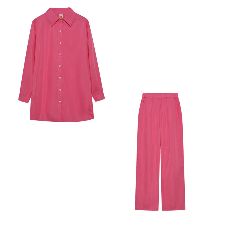 Davina satin pyjama set with wide leg trousers – image 12