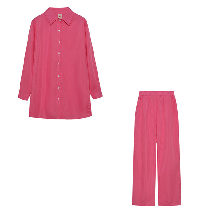 Davina satin pyjama set with wide leg trousers – image 12