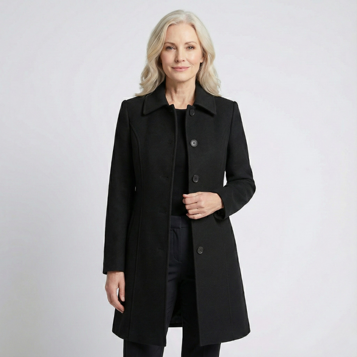 Lucinda Elegant Fit and Flare Button Front Coat