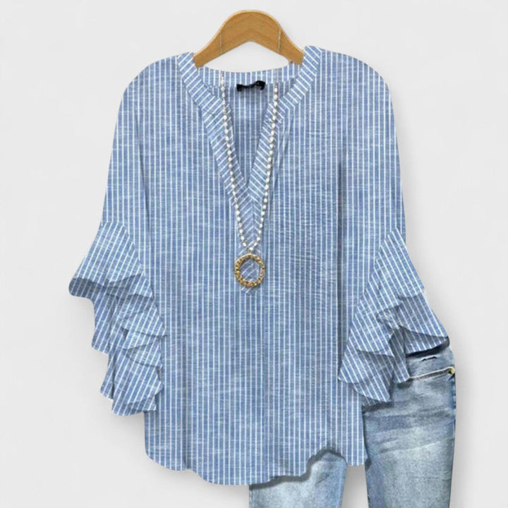 Fern | Elegant Ruffle Sleeve V Neck Blouse