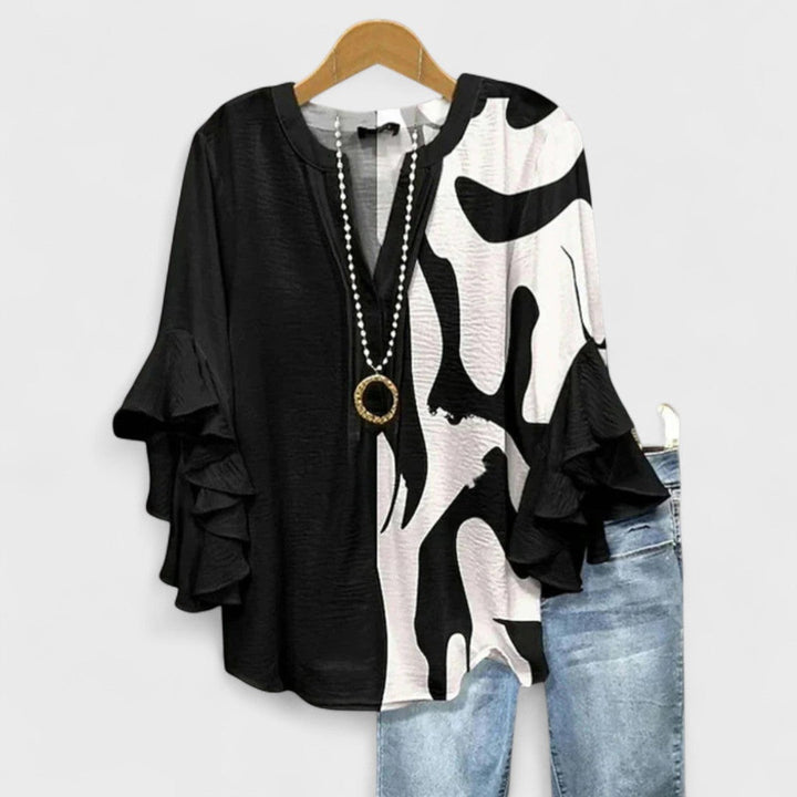 Fern | Elegant Ruffle Sleeve V Neck Blouse