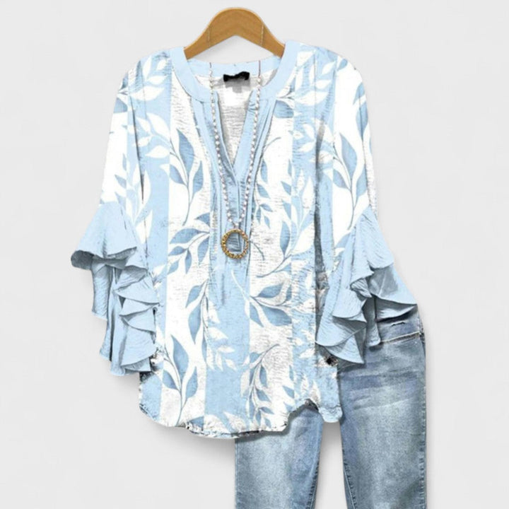 Fern | Elegant Ruffle Sleeve V Neck Blouse