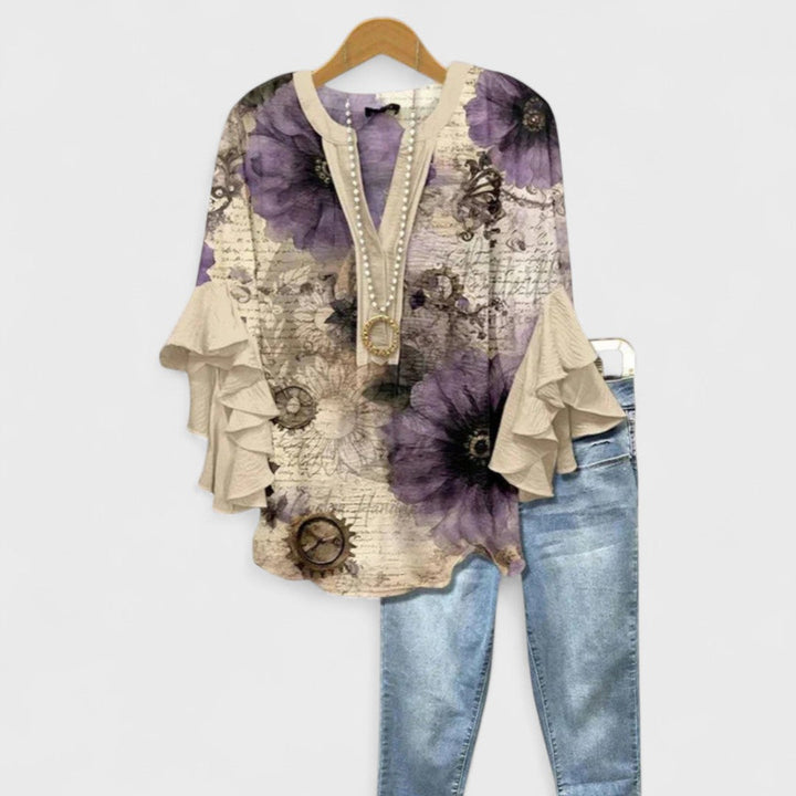 Fern | Elegant Ruffle Sleeve V Neck Blouse