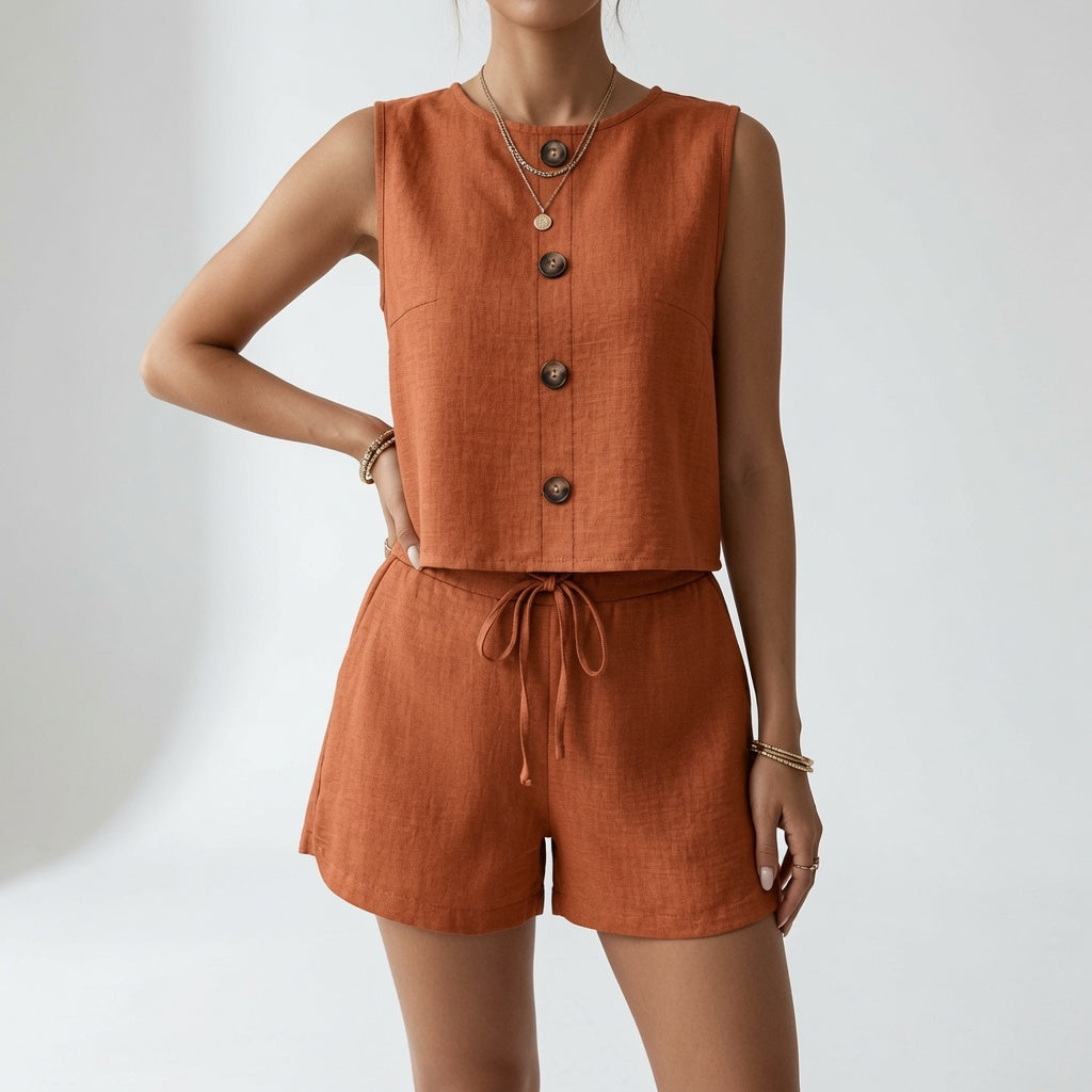 Cressida button front top and shorts set – image 10