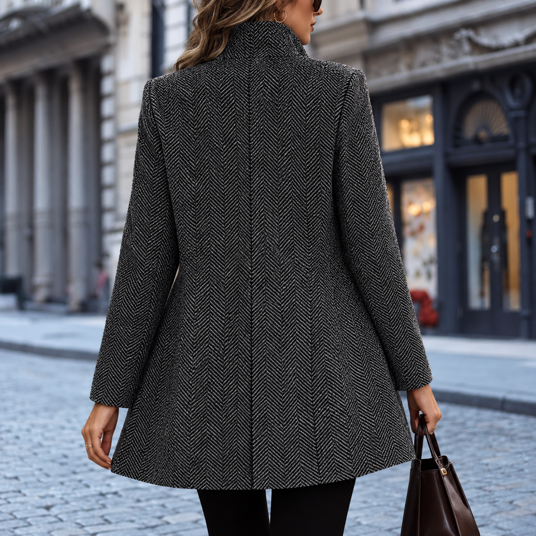 Katharine open front wool coat with herringbone texture – image 3