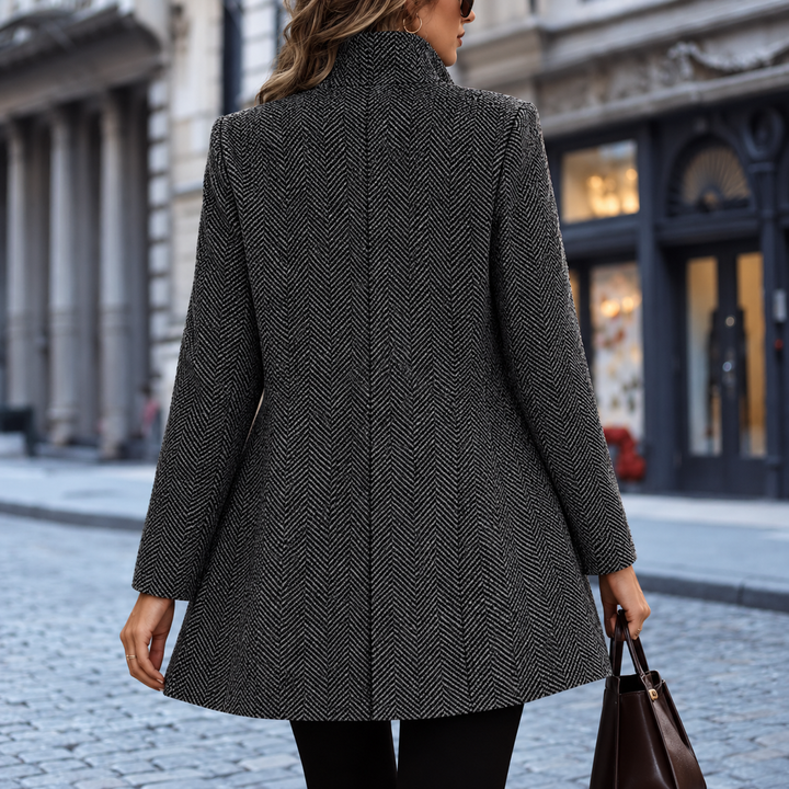 Katharine open front wool coat with herringbone texture – image 3