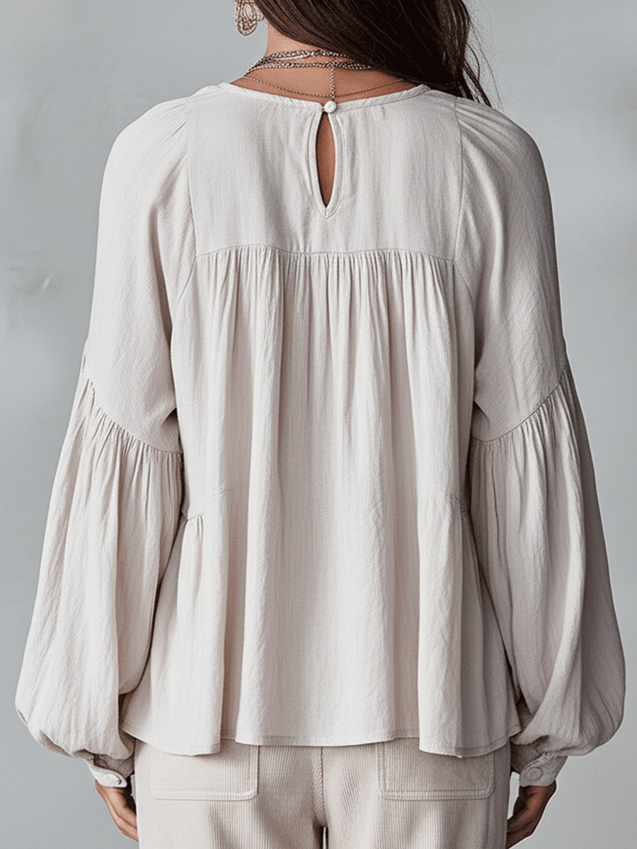 Una Elegant Tiered Ruffle Blouse with Puff Sleeves - image 3