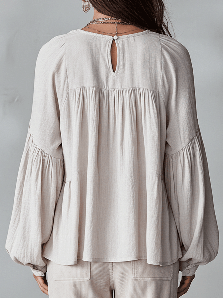 Una Elegant Tiered Ruffle Blouse with Puff Sleeves - image 3