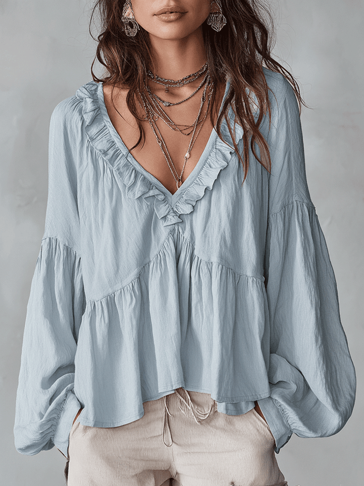 Una Elegant Tiered Ruffle Blouse with Puff Sleeves - image 6