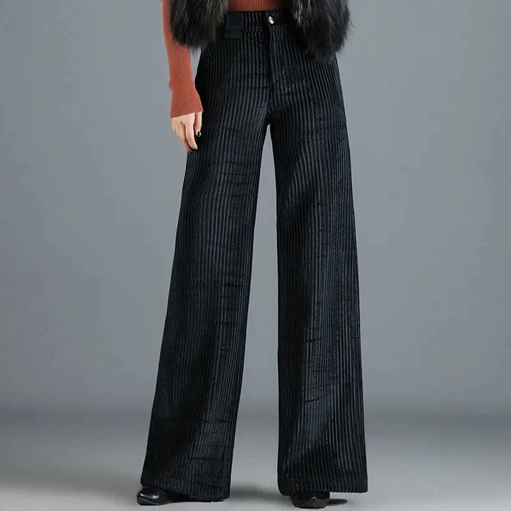 Rachel wide leg corduroy trousers with satin waistband – image 4
