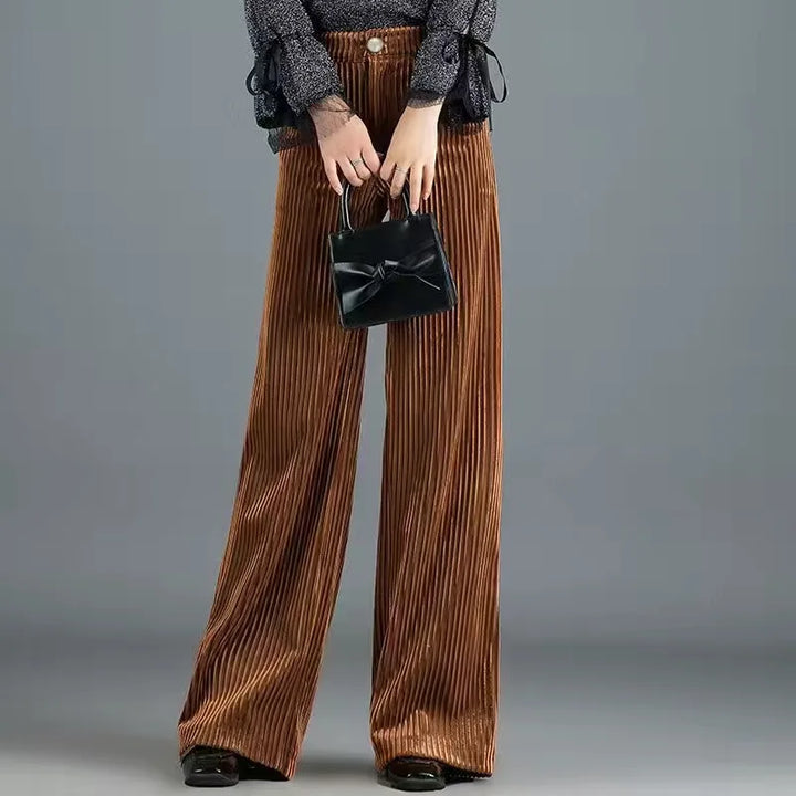 Rachel wide leg corduroy trousers with satin waistband – image 5