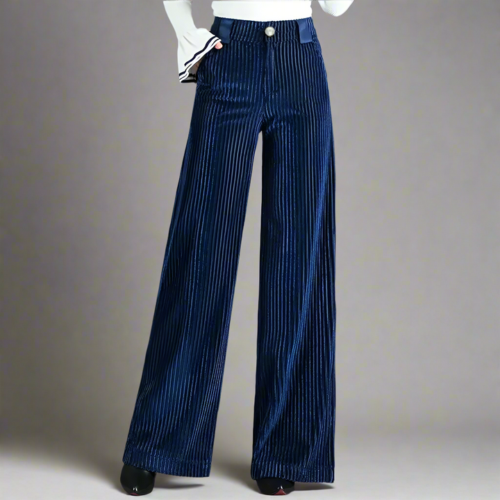 Rachel wide leg corduroy trousers with satin waistband