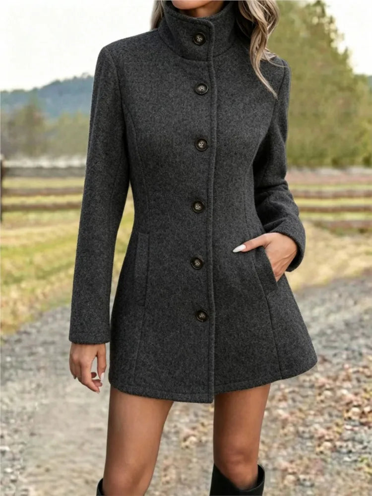 Felicia long stand collar wool coat – image 12