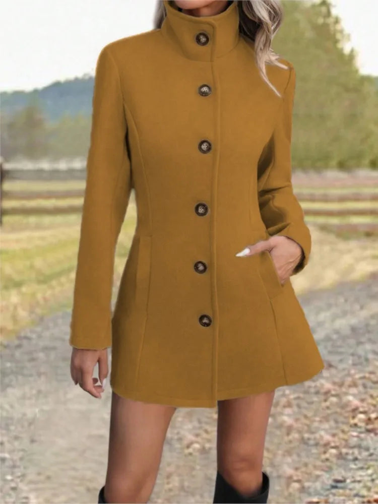 Felicia long stand collar wool coat – image 14