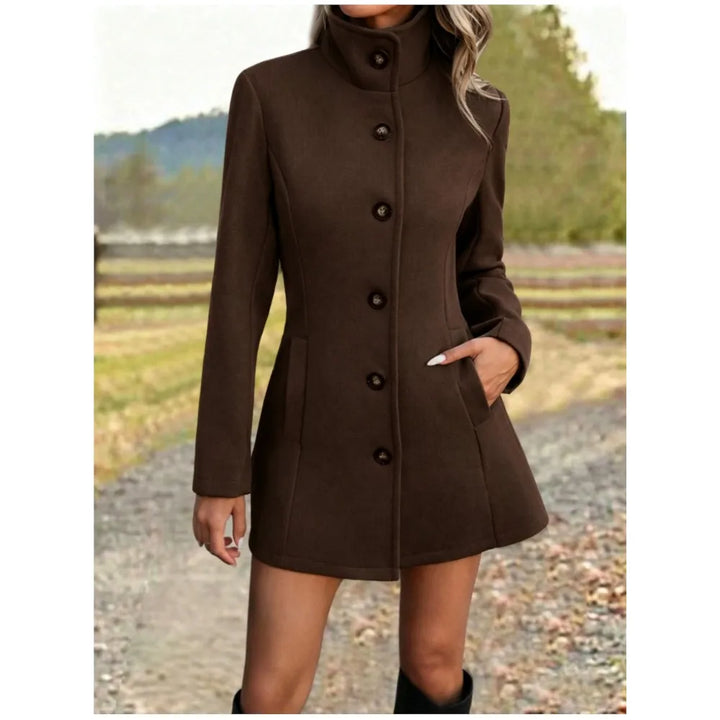 Felicia long stand collar wool coat