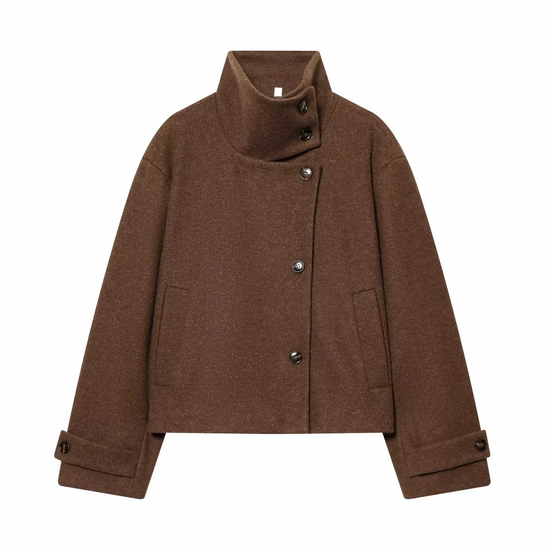 Calliope vintage stand collar wool coat with pockets – image 9