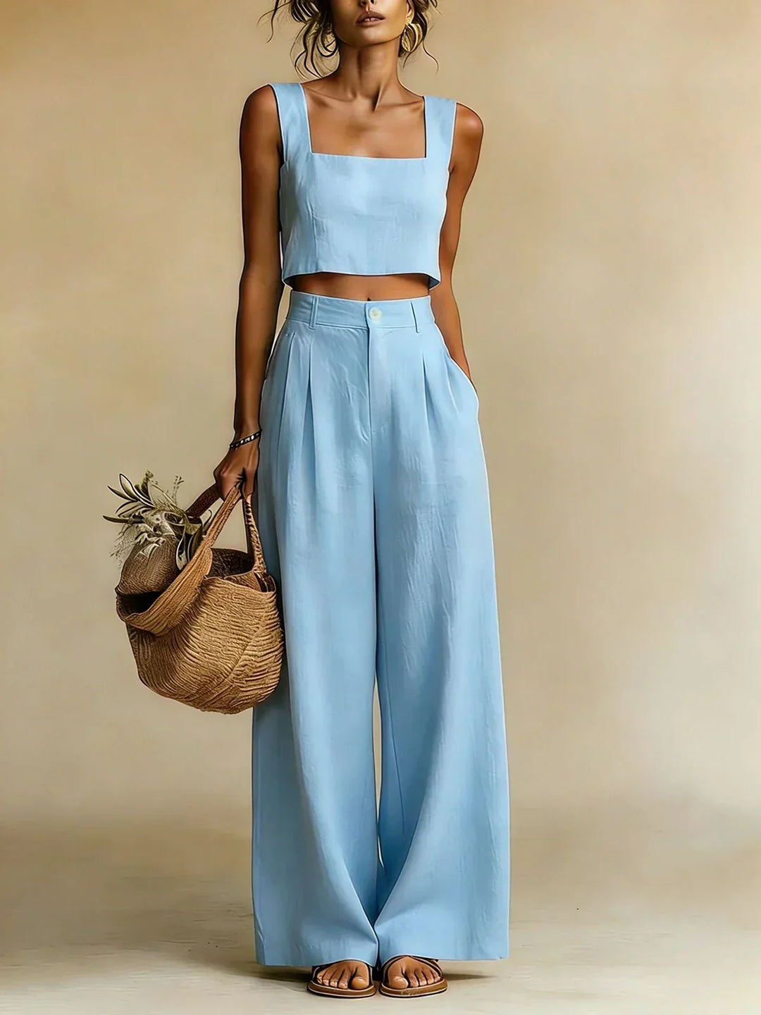 Cadi pleated palazzo trouser two piece set – image 5