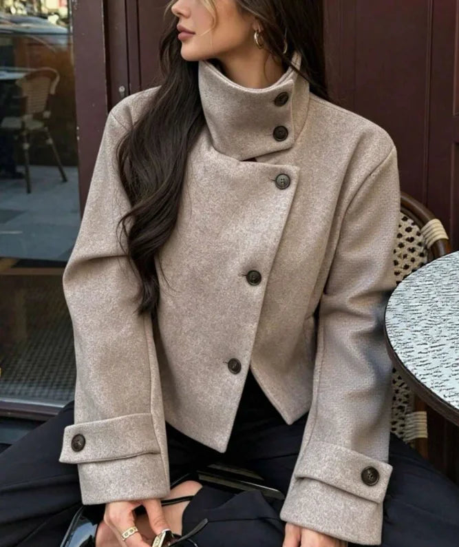 Calliope vintage stand collar wool coat with pockets – image 2