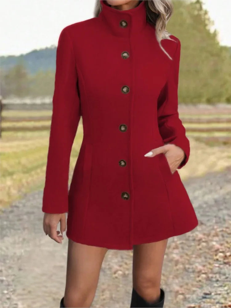 Felicia long stand collar wool coat – image 13